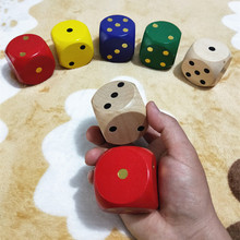 大号5cm点数筛子 七彩数字游戏色子/木质骰子玩具 5色可选