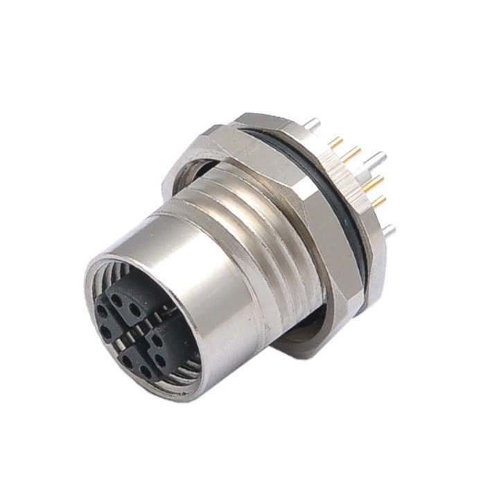 m12防水连接器板前板后公母座axs型锁板螺牙ip67防水座子