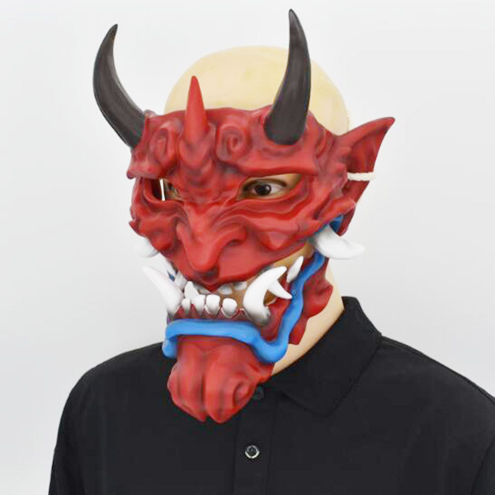万圣节鬼脸武士赤般若面具恐怖男女成人舞会脸罩能剧日系脸谱道i