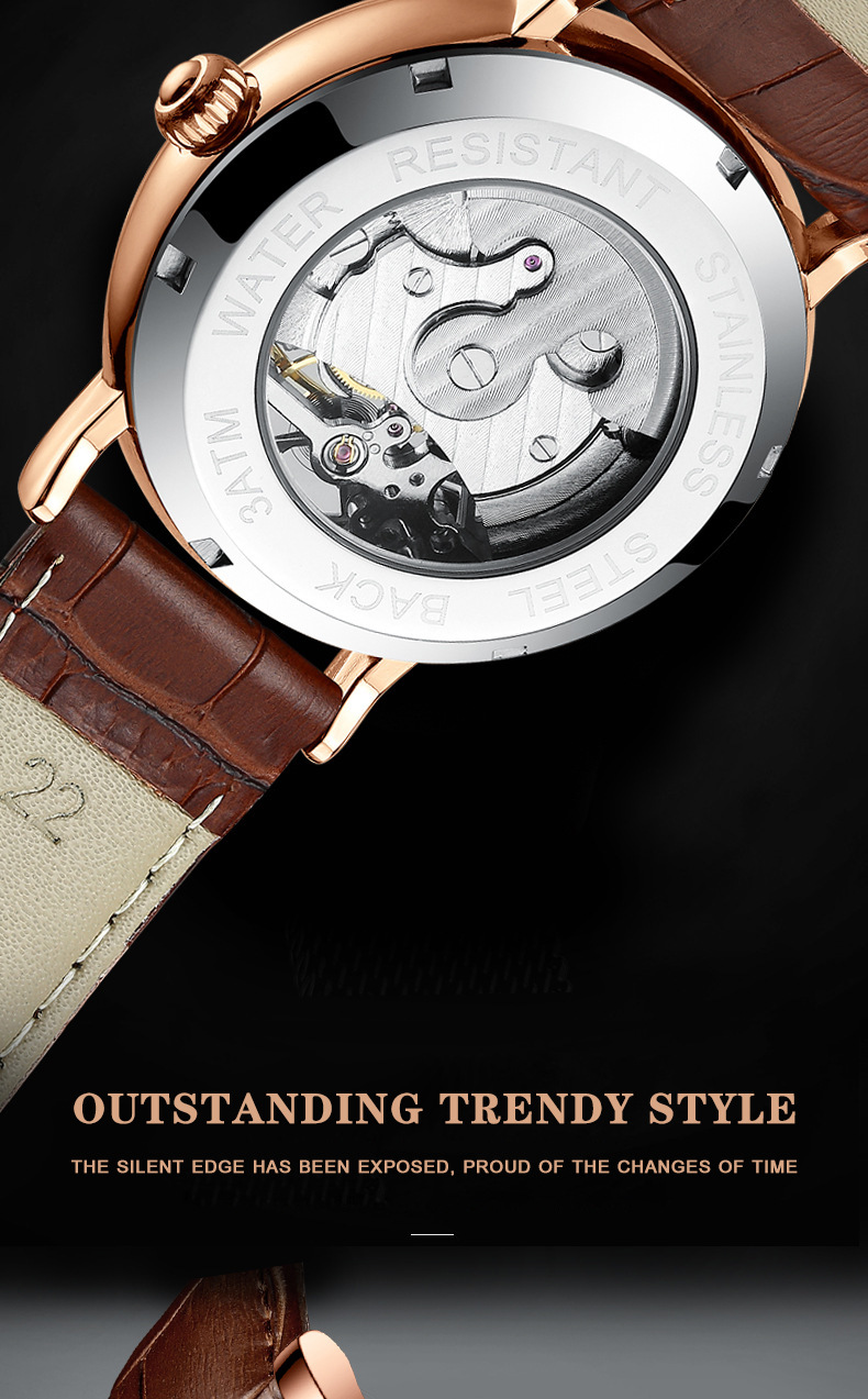 摩盾mohdne商务男士机械手表 镂空防水机械表抖音直播