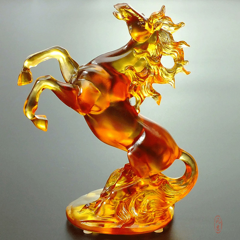 一马当先战马摆件琉璃马到功成水晶玻璃工艺品开业送礼马小精致