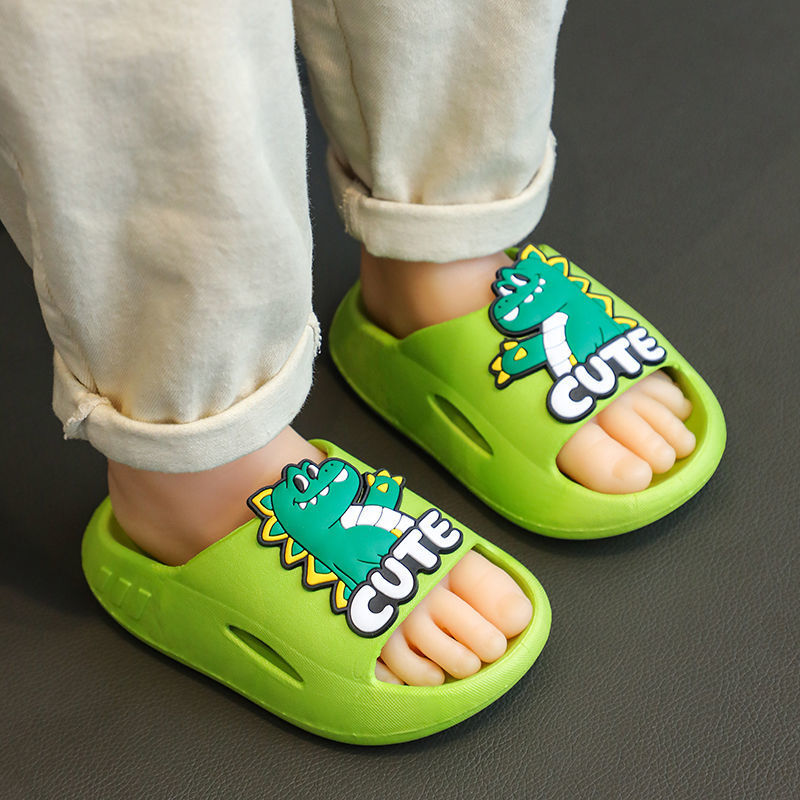 Summer New Handsome Children's Slippers Men's Cartoon Dinosaur Pattern Children One Piece Dropshipping Soft Bottom Non-Slip Baby Boy