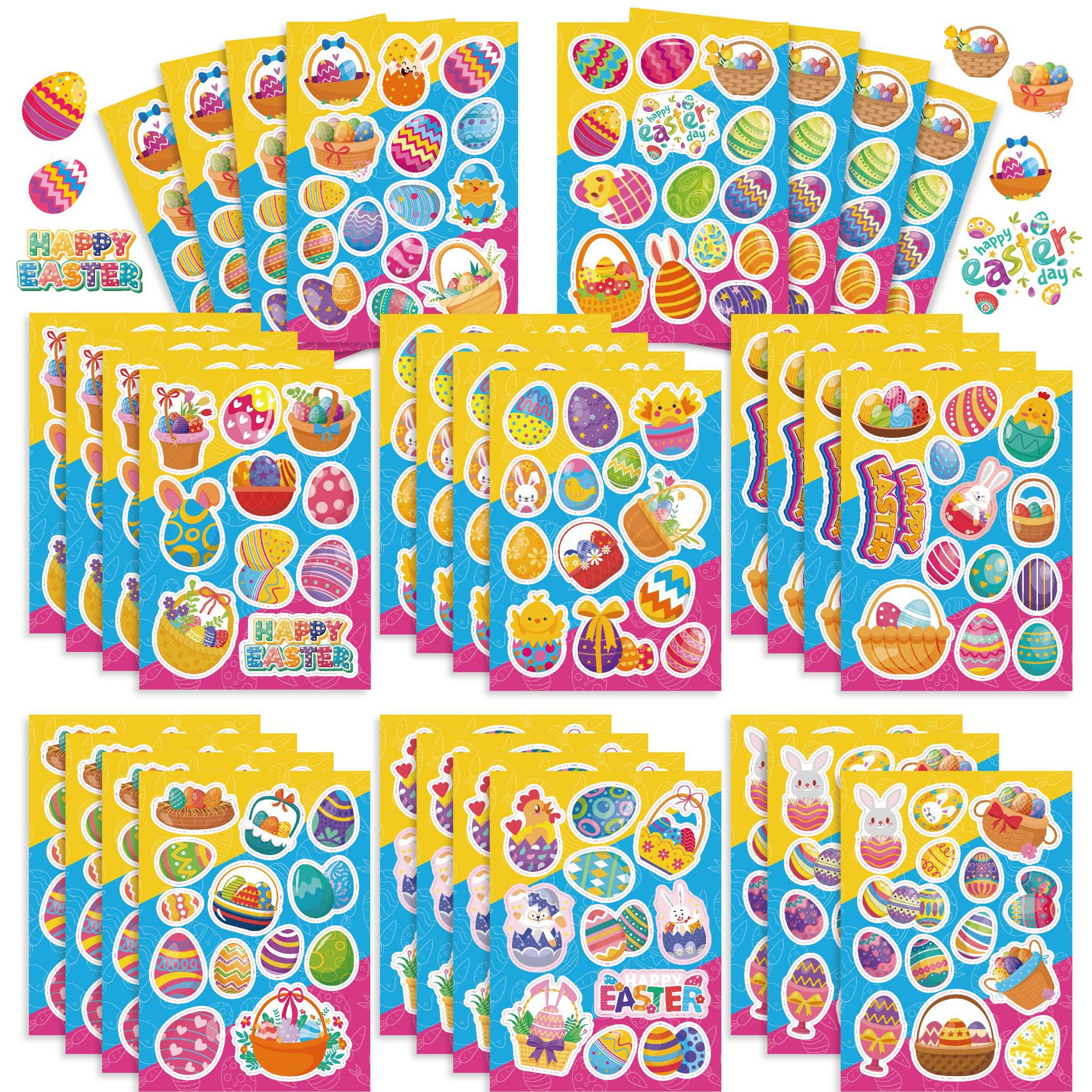 Easter Stickers Children's Anime Cute Cartoon Rabbit Egg Puzzle DIY Stickers Easter Festival