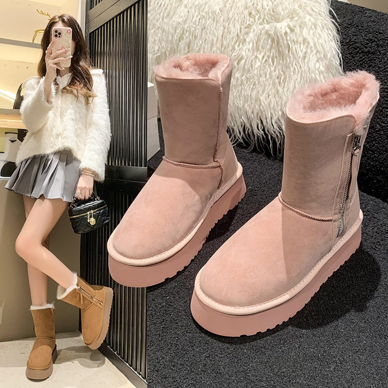 靴子女雪地靴女款冬季保暖棉鞋子女2023新款新款加绒加厚 短靴厚