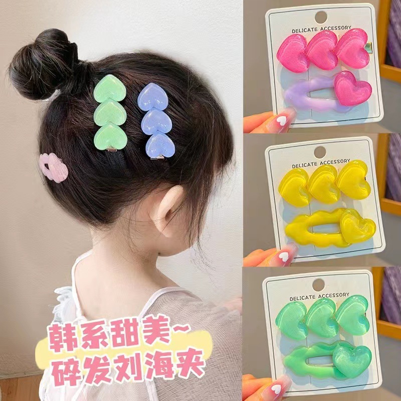 Children's Barrettes Side Love Hairpin Little Girl Cute Sweet Bb Clip Internet Hot Korean Style Not Hurt Hair Clip Headdress