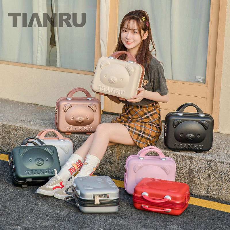 Suitcase 14-Inch Cosmetic Case Hand Gift Suitcase Female 16 Bear Mini Suitcase with Combination Lock Gift Box Wholesale