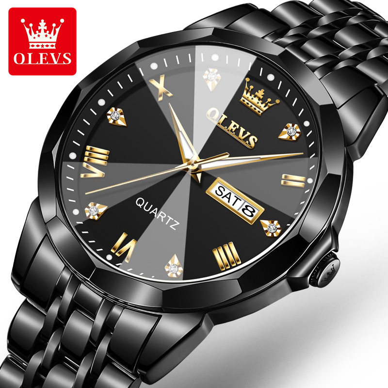 Olevs Brand Watch Wholesale Quartz Watch Cross-Border Foreign Trade Olevs Double Calendar Tiktok Men's Watch Men's Watch Fashion