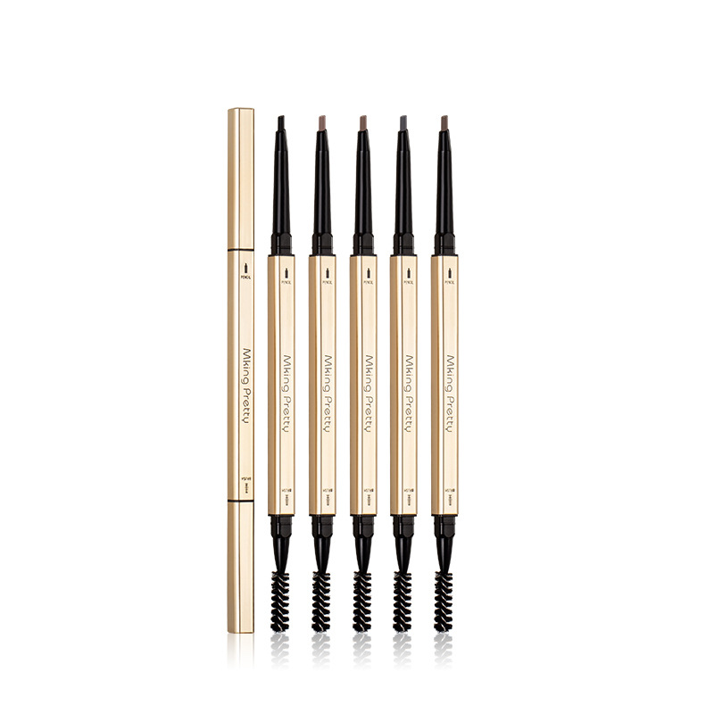 Electroplating Small Gold Bar Eyebrow Pencil Double-Headed Small Gold Chopsticks Triangle Eyebrow Pencil Waterproof and Durable Non-Decolorizing Fine-Headed Beginner Student