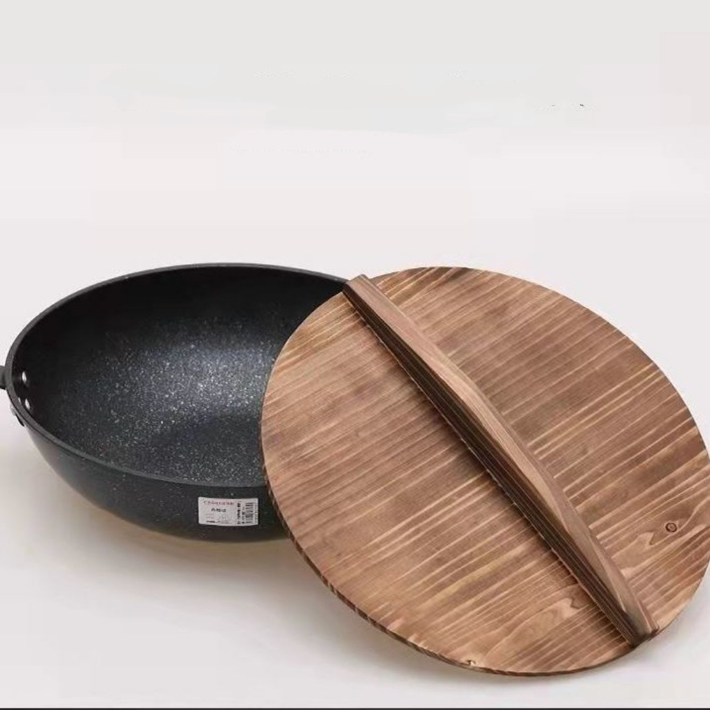 老式手工木锅盖家用炒锅实木木质锅盖头圆形盖实木锅盖仿古大锅盖