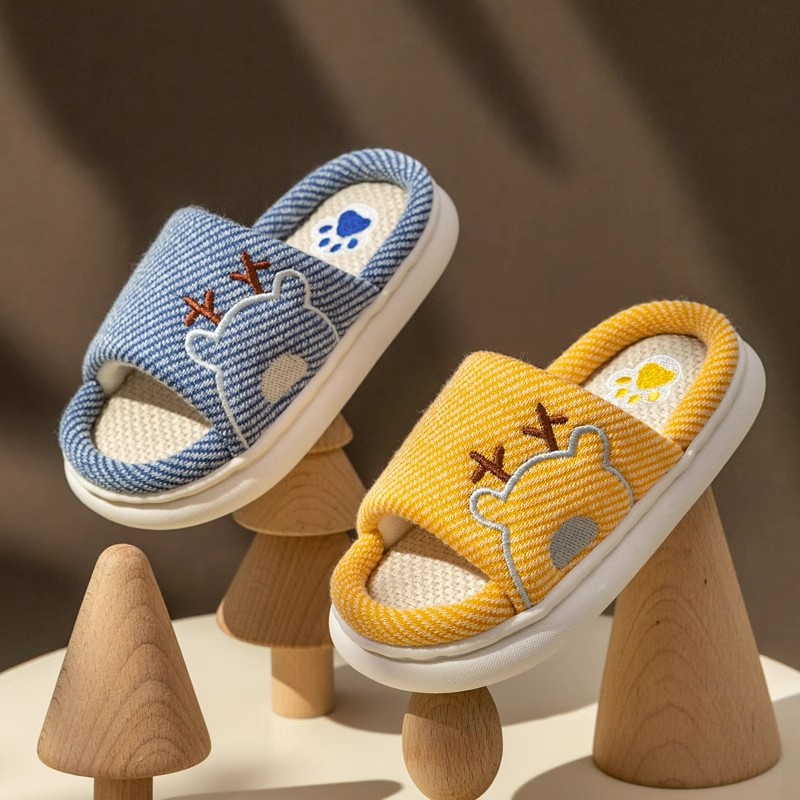 tiktok same style children‘s linen slippers home spring and summer women‘s indoor four seasons slippers parent-child home floor slippers spring and autumn