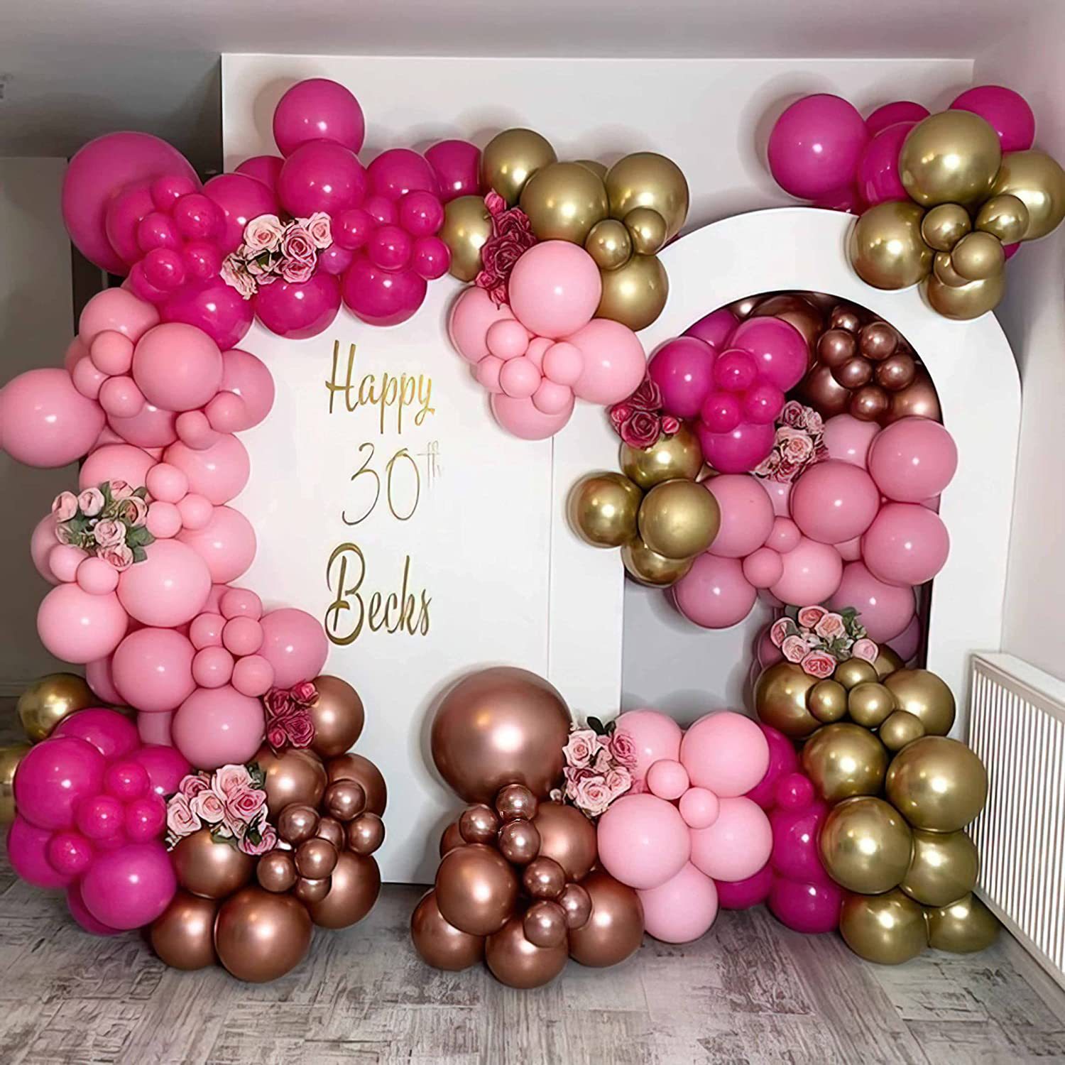 Rose Gold Red Balloon Garland Arch Chain Set Birthday Wedding Party Layout Opening Background Decoration