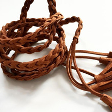 服装饰品帽子辅料 绒面超纤线材三股辫皮绳DIY编织绒绳线带