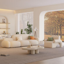 网红豆腐块布艺沙发小户型客厅简约现代奶油风创意轻奢美容院沙发