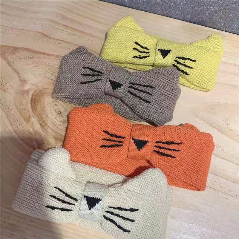 Japanese and Korean-Style Short Forehead Hair Accessories Women's Net Red Korean-Style Cartoon Wool Hair Band Cute Cat-Shaped Knitted Hair Band