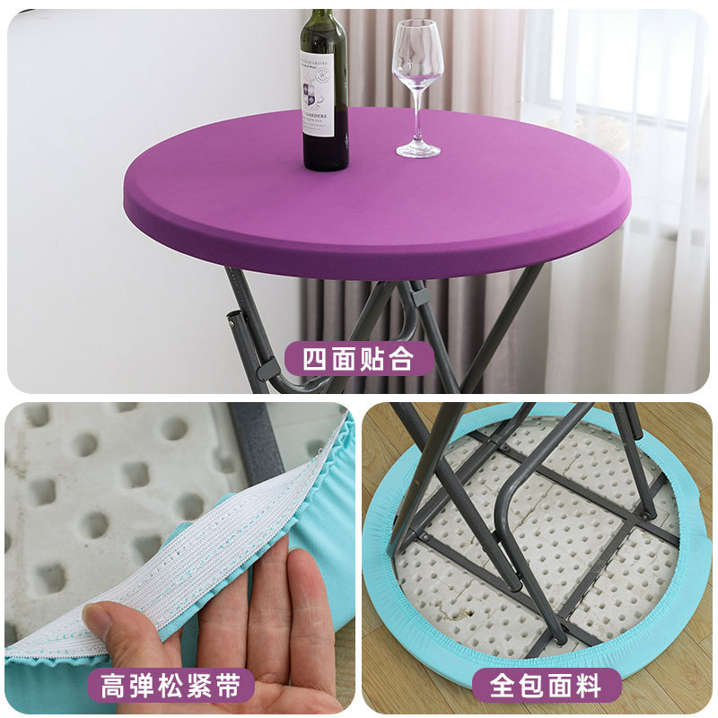Wholesale Stretch round Table Set Outdoor Wedding Activity round Elastic Tablecloth Black White Foreign Trade Cocktail Table Top