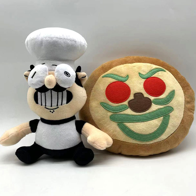 跨境公仔 pizza tower 披萨塔游戏周边玩偶披萨厨师毛绒玩具-阿里巴巴
