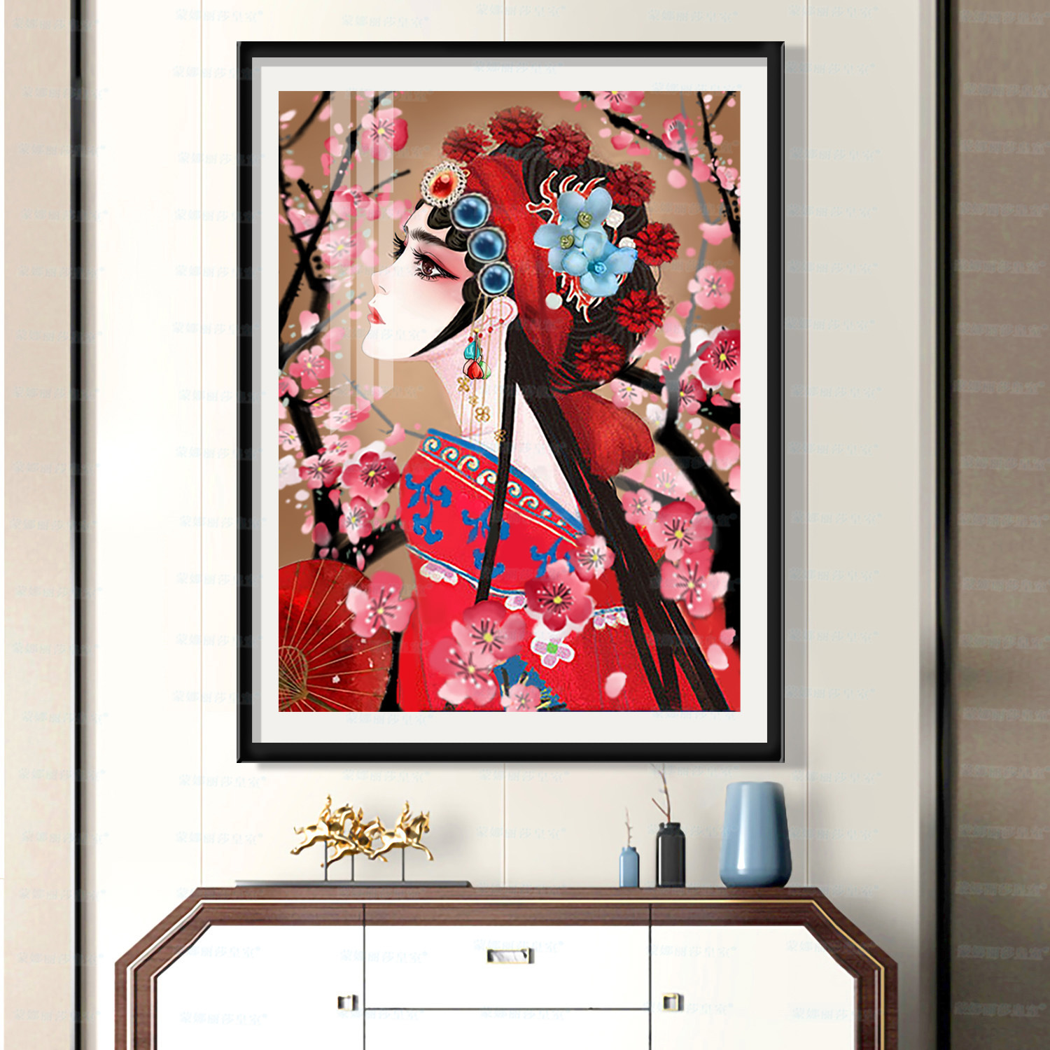 蒙娜丽莎皇室十字绣 国风红衣花旦 新款古风人物京剧脸谱小件