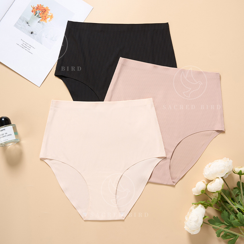 Personalized Seamless Thin Breathable Antibacterial Cotton Crotch Women's Briefs High Waist plus Size Sexy Classic Panties