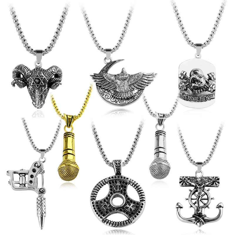 跨境 欧美朋克风项链 进击的巨人艾伦 个性男士嘻哈饰品吊坠项链