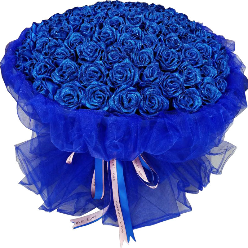 丝带手工制作diy玫瑰花材料包套装4cm缎带绸带花杆花束全套雪点纱