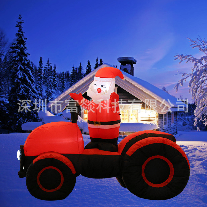 Cross-Border Amazon New Festival Decoration Christmas Inflatable Model Santa Claus off-Road Vehicle Santa Claus Inflatable Model