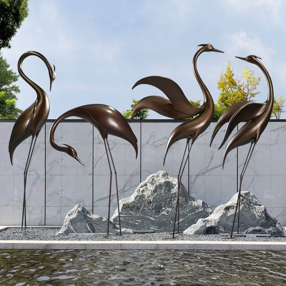 仙鹤雕塑丹顶鹤落地摆件别墅庭院户外园林展厅装饰酒店售楼部景观