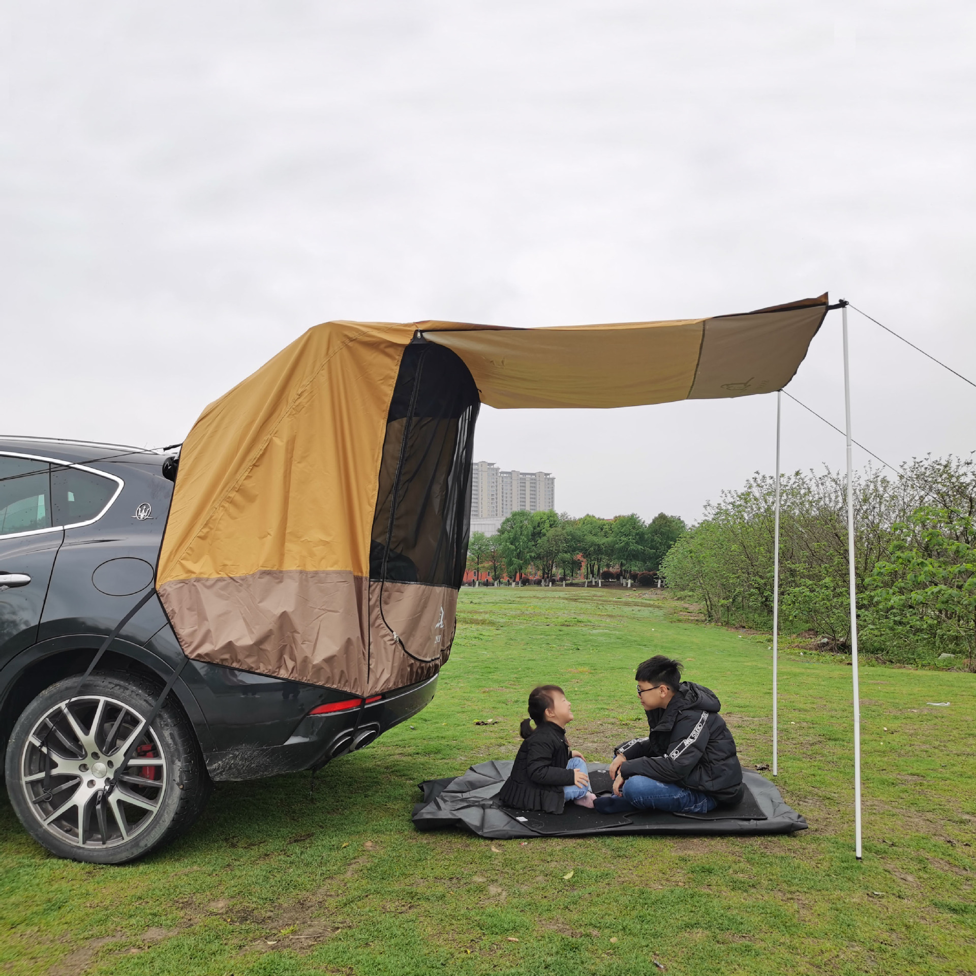 韩国热销款suv汽车车尾延伸遮阳帐篷后备箱侧边延伸户外露营天幕