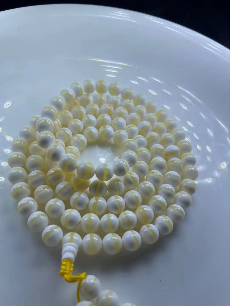 天然金丝贝壳精品8m108颗佛珠手串新款一线天玉石手链工厂直销