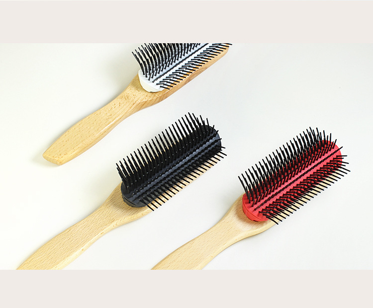 厂家直发美发榉木弧形九排梳男士油头梳女士排骨梳湿发木质梳子