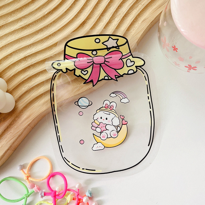 Cute Cartoon Ziplock Bag Soft and Adorable Snack Candy Ziplock Bag Girl Heart Jewelry Barrettes Small Items Storage Bag