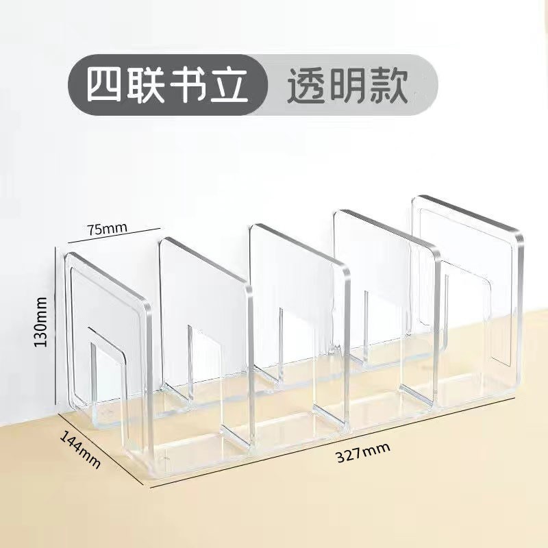 Desktop Book Stand Acrylic Material Morandi Transparent Student Book Storage Rack Office Stationery Bookshelf Wholesale