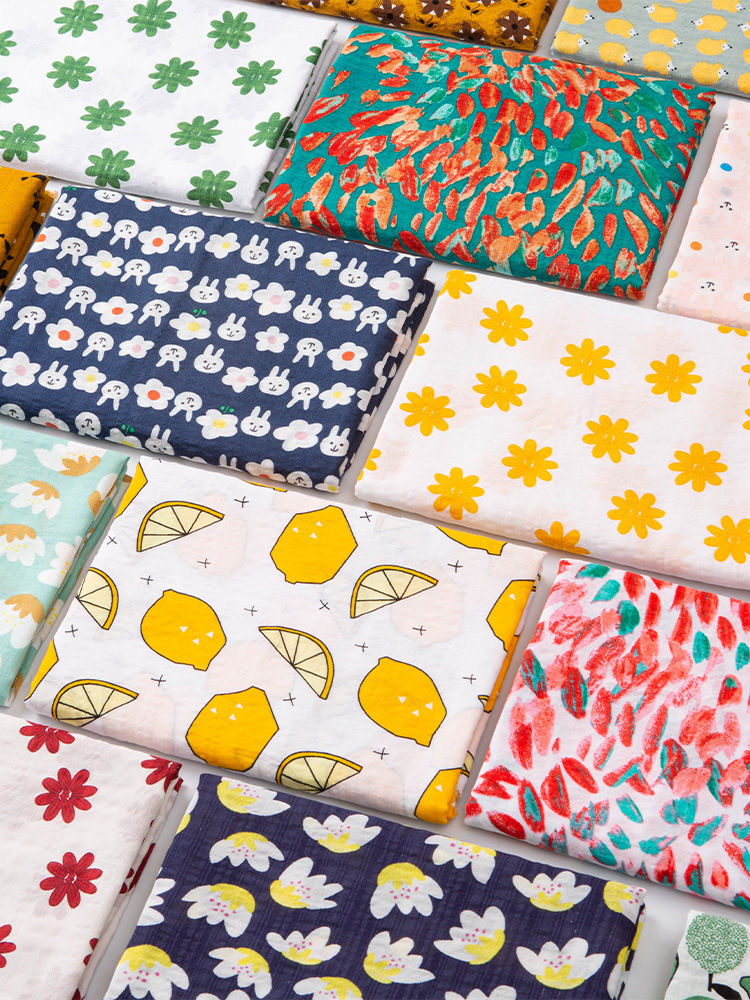 全棉印花布料夏季婴儿田园风diy手工衣服纯棉人造棉花布棉布面料