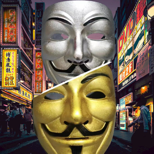 新款电影主题v字仇杀队v脸面具加厚磨砂款电镀金银色爆款面具批发