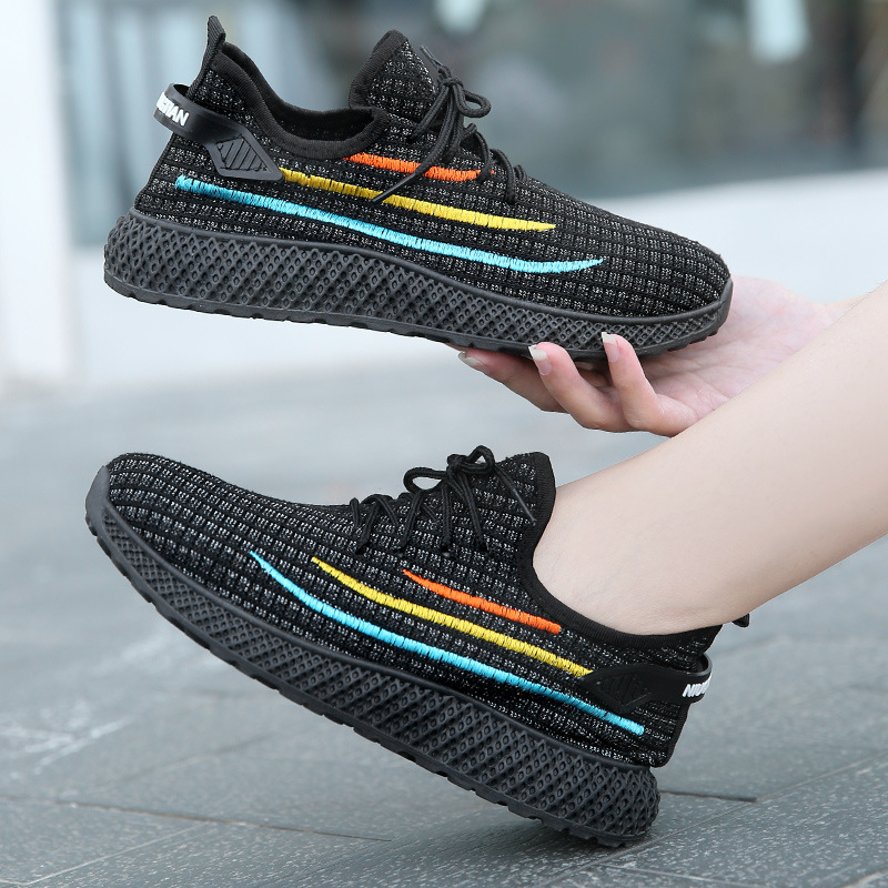 2021 New Flyknit Casual Shoes Women's Summer Breathable Mesh Surface Shoes Low-Top Soft Bottom Fashion Sports Flat Pumps