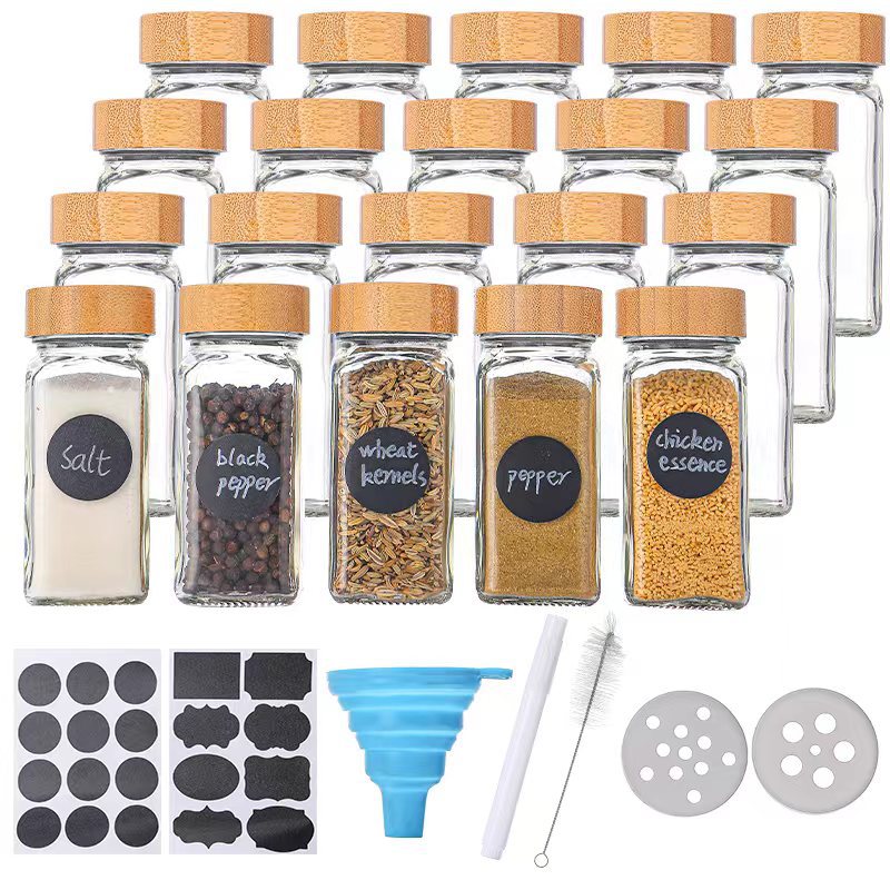 Spice Jar Small Packing Glass Sealed Square Outdoor Barbecue Chinese Home Salt Shaker Seasoning Seasoning Set with Lid