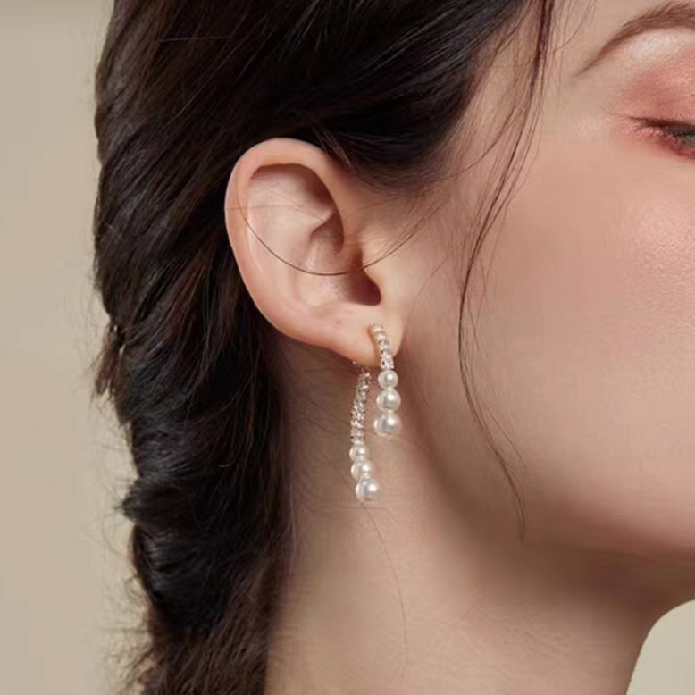 2023新款高端精致耳钉 前后戴秋冬新款圆脸显瘦时尚感 抗过敏耳饰