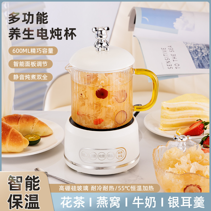 迷你养生杯电炖杯便携式烧水杯玻璃养生壶电热杯办公室多功能小型