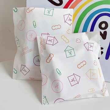 韩国ins卡通房子白色纸袋简约自封袋礼品包装袋零食糖果收纳袋子