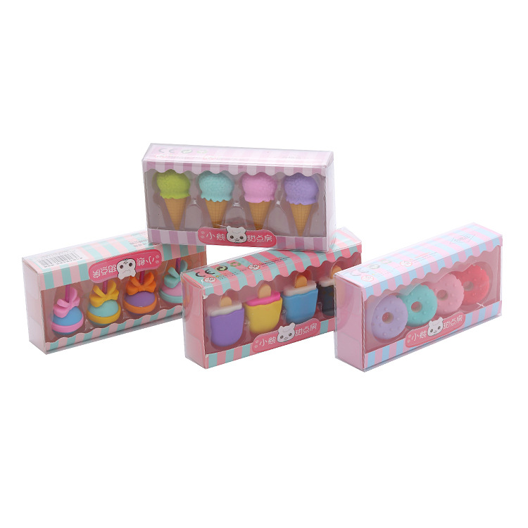 Cartoon Dessert Eraser Boxed Cute Student Children's Prizes Gift Painting Eraser Learning Stationery Eraser