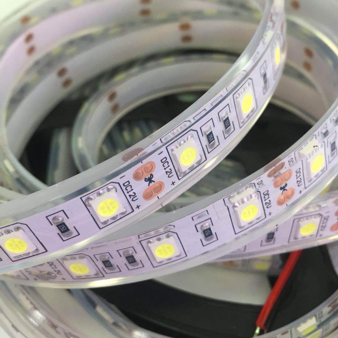 12v高亮led灯带套管灌胶5050防水白光暖rgb七彩60灯工程泡水ip68