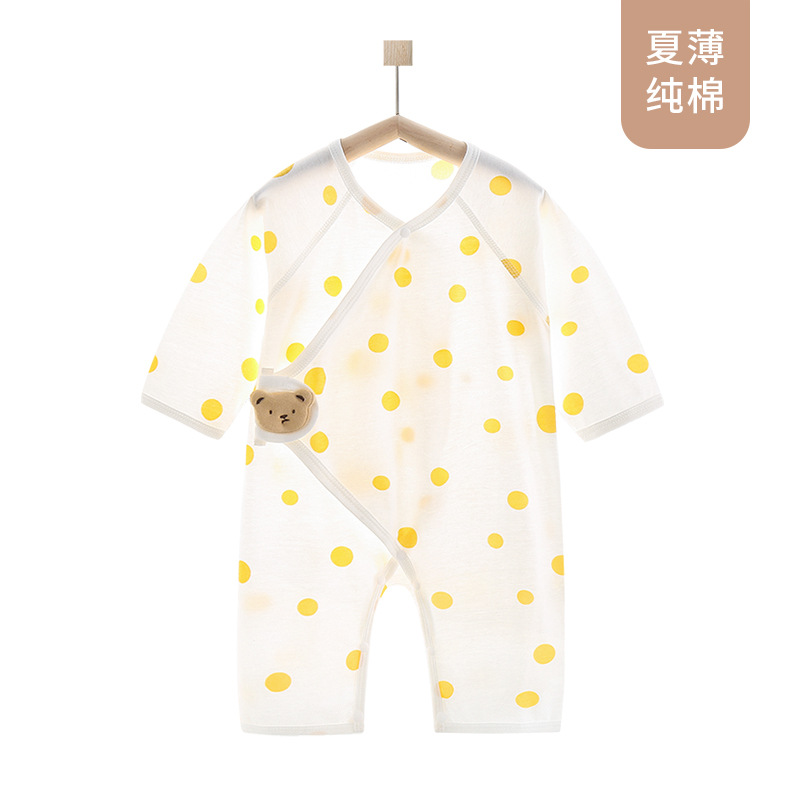 Baby One-Piece Clothes Summer Baby Cotton Breathable Air Conditioning Clothes Newborn Thin Pajamas Long Sleeve Romper Suit Baby Clothes