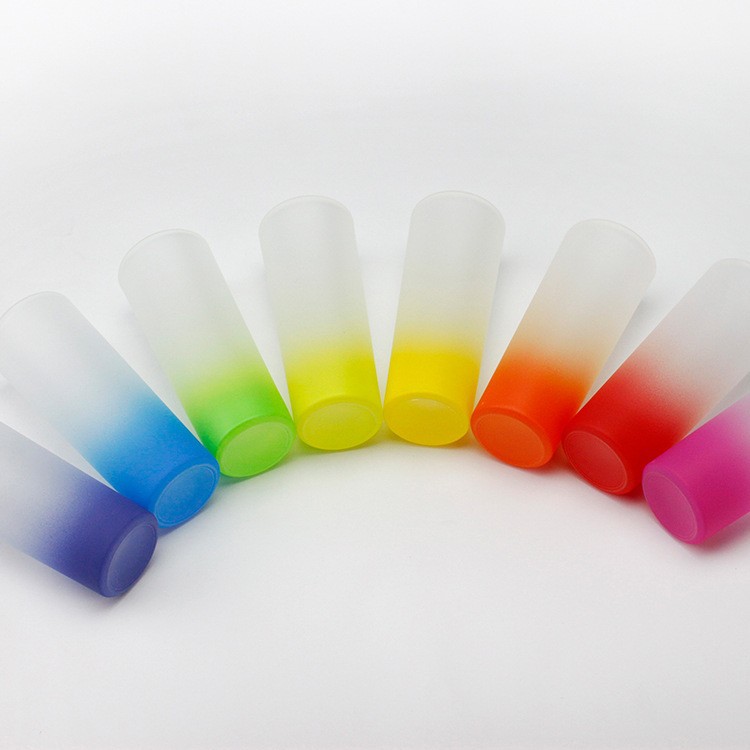 Color Bottom Glass Frosted Glass Cup Tass Cocktail Glass 3oz Frosted Glass Cup Shot Glass