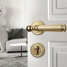 金色门锁室内磁吸静音卧室房门锁法式轻奢分体门锁家用门把手锁具