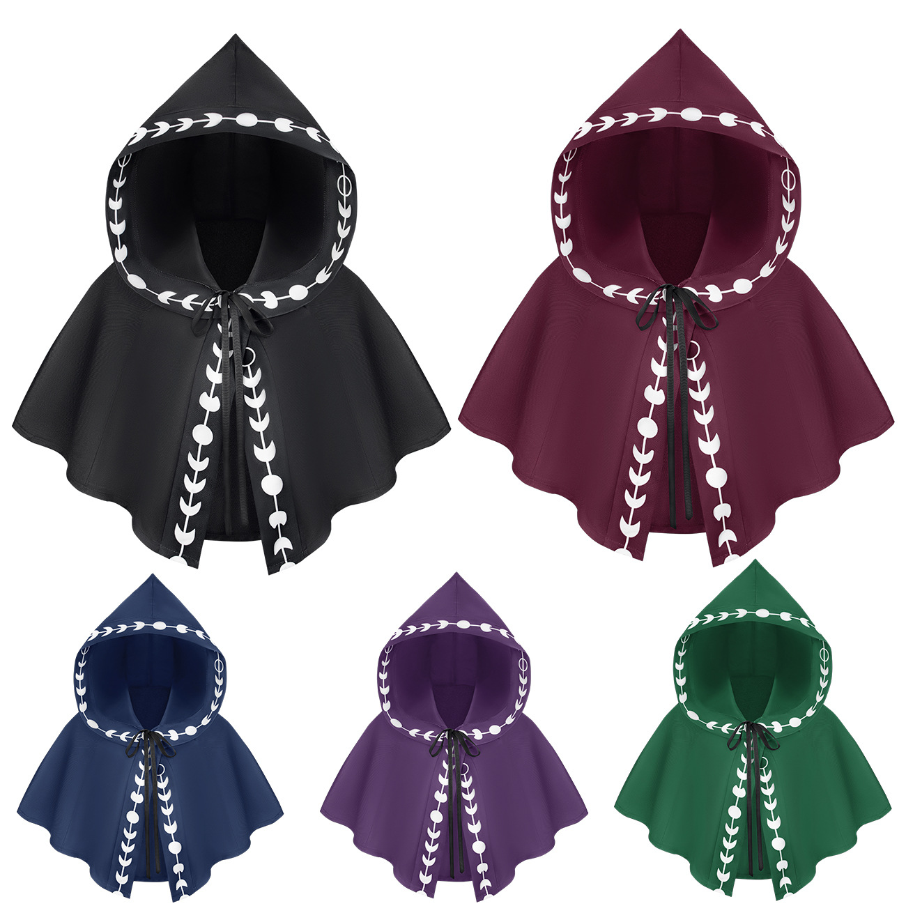 万圣节中世纪五色印花连帽斗篷披肩舞台cos角色表演服-阿里巴巴