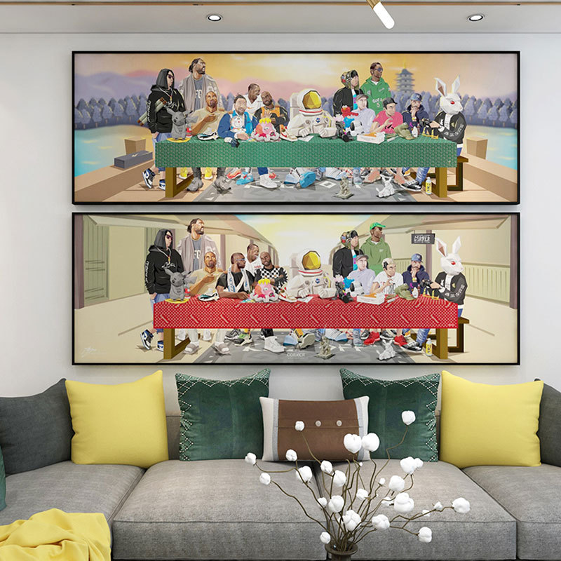 kaws装饰画客厅装饰画潮流床头挂画最后的晚餐潮画清明上河图壁画