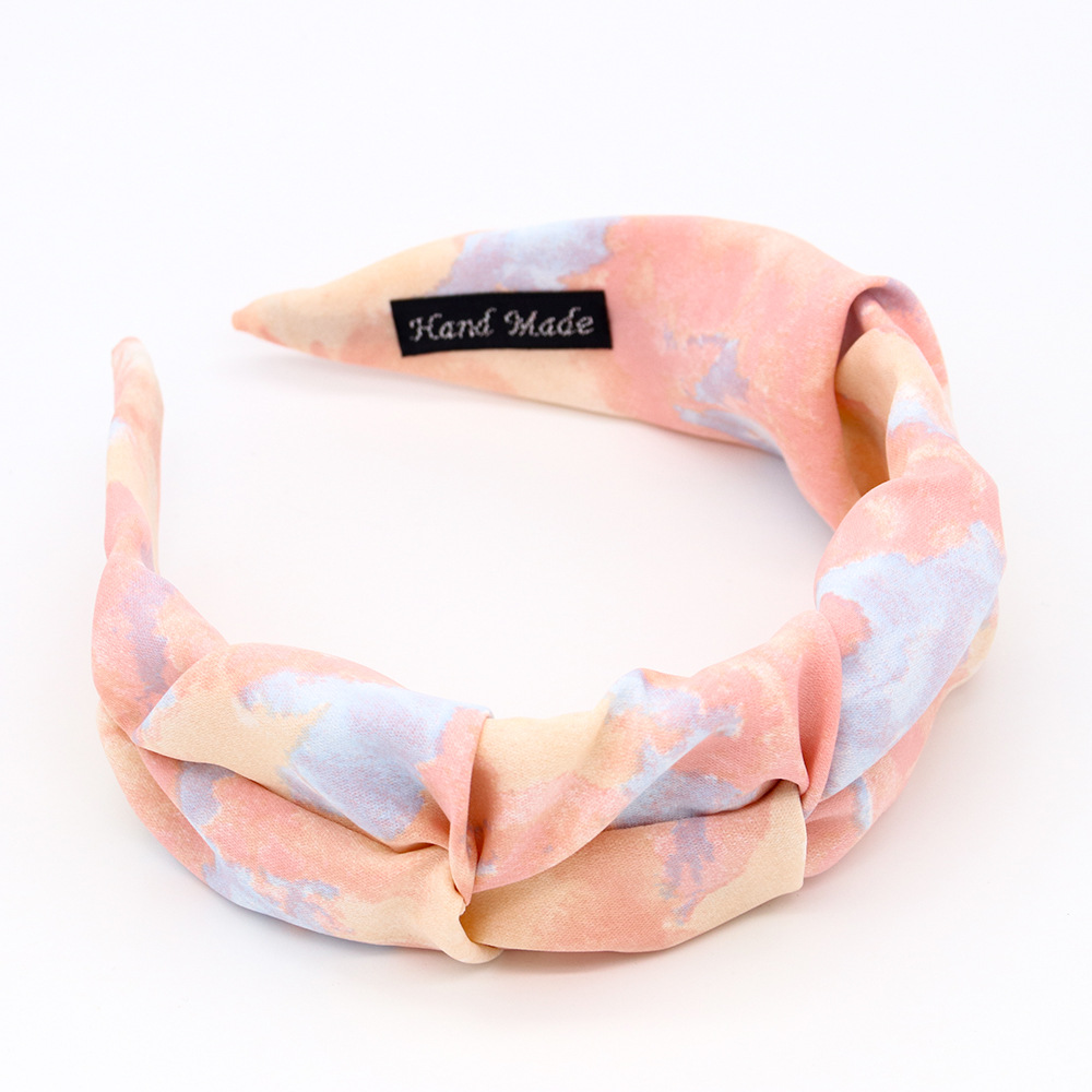 跨境专供韩版新款扎染云朵褶皱布艺发箍简约高档头箍防滑百搭头饰
