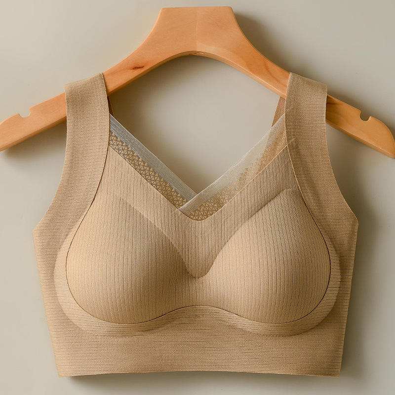 Seamless Nude Feel Push up Underwear Breast Holding Beauty Back Fixed Cup Bra Comfortable Wireless Vest Sleep Bra
