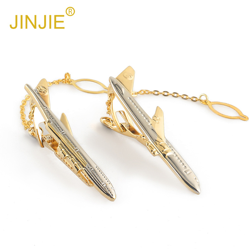 spot gold aircraft neckline clip metal plating men‘s neckline clip business personal korean style high-end tie clip wholesale