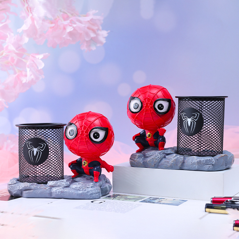 创意ins蜘蛛侠笔筒男孩现代简约办公室桌面装饰摆件教师节礼物