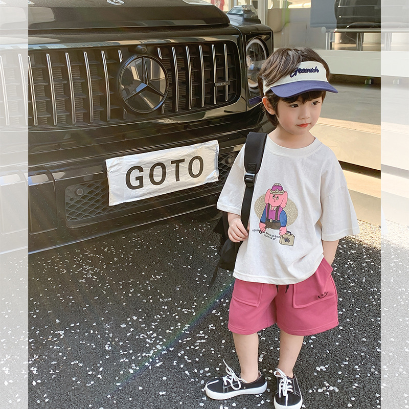 Children's Bobo Shirt Boys and Girls 2023 Summer Korean Style Cartoon Short Sleeve T-shirt Baby Candy Color Bottoming Shirt Fashion